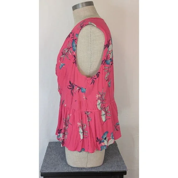 Wonderly Blouse/Top Plus Size 2X Fuchsia Multicolor Floral Print Peplum NWT - Picture 3 of 8